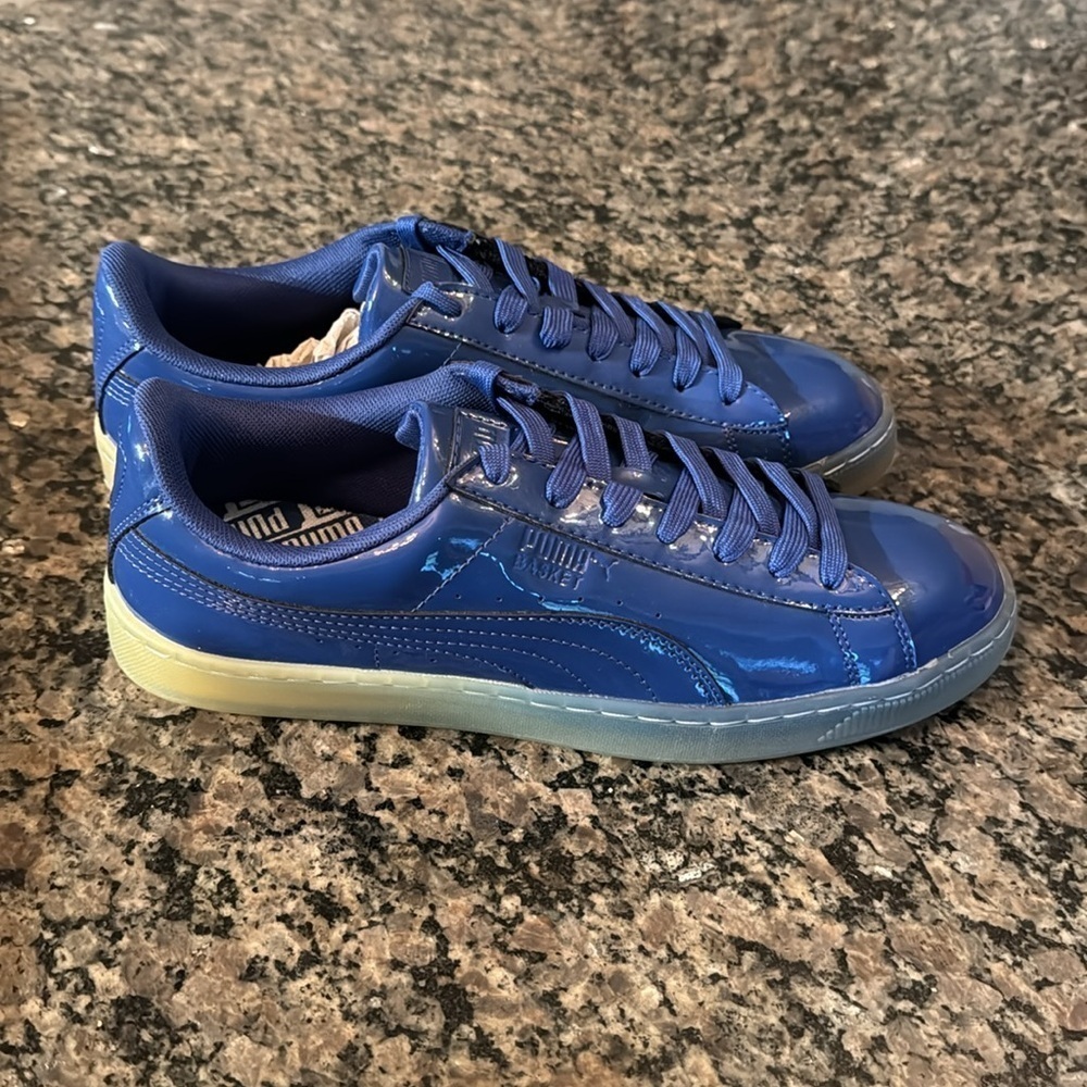 Puma Basket patent Ice Fade blue sneakers NIB 9.5 - Picture 3 of 10
